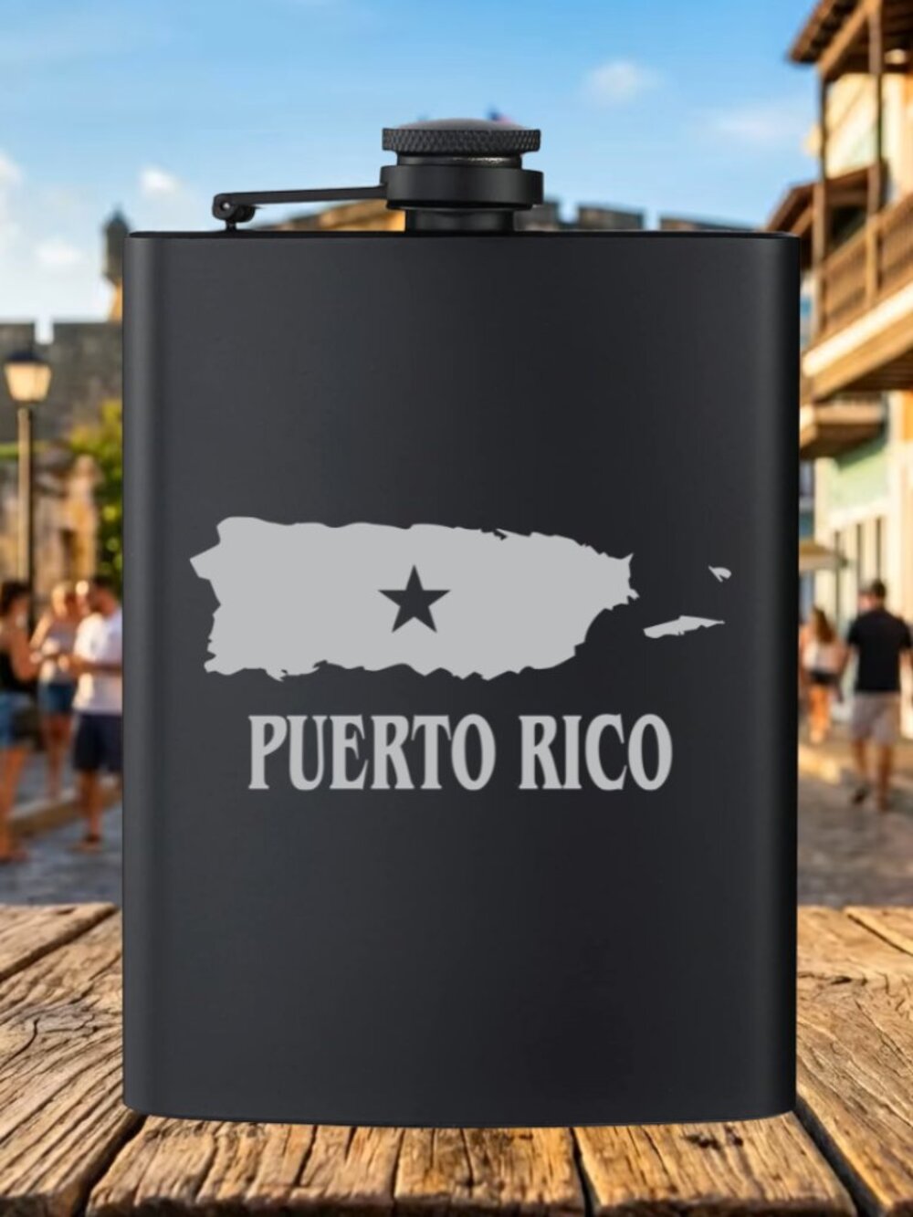 Personalized My Puerto Rico Black Flask | Puerto Rico | Family Gift | Flask